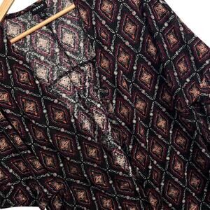 Torrid Women's 1X Geometric Boho Festival Layering Open Front‎ Kimono Cardigan